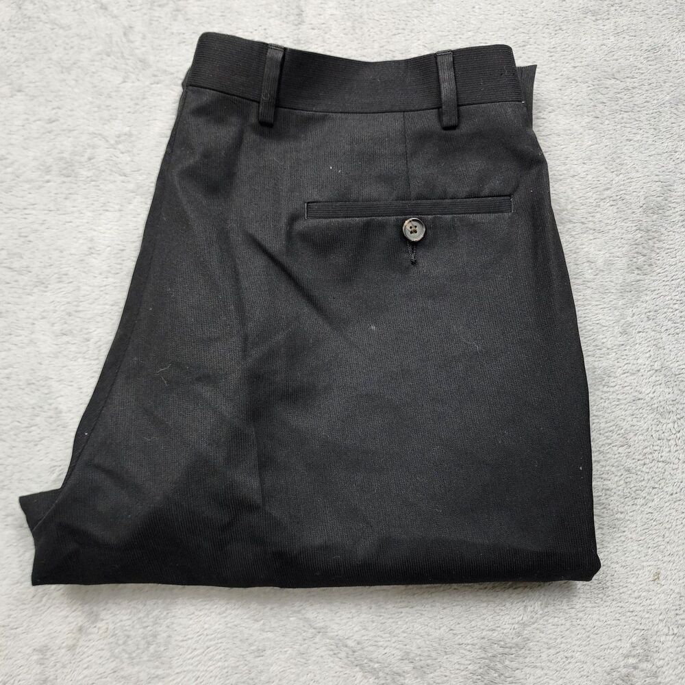 Ralph Ralph Lauren Mens 36x30 Black Slacks Dress Pants Polyester Blend Flaw